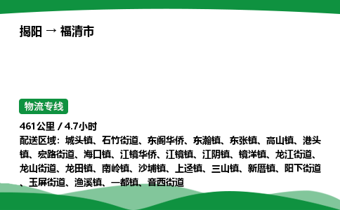 揭阳到福清市物流专线_揭阳到福清市货运专经价格多少