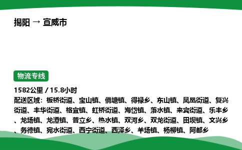 揭阳到宣威市物流专线_揭阳到宣威市货运专经价格多少