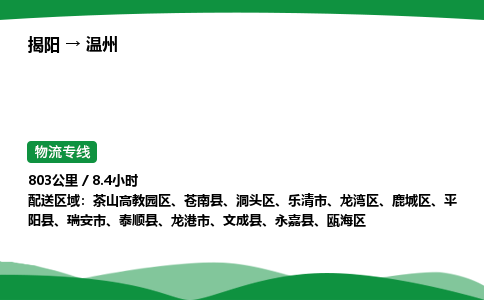 揭阳到温州龙湾区物流专线_揭阳到温州龙湾区货运专经价格多少